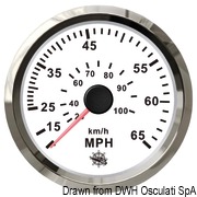 Prędkościomierz z rurką Pitot (ciśnieniowy) 0-35 MPH Tarcza biała, ramka polerowana 12|24 Volt - Kod. 27.327.08 18