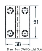 Zawias 1,7mm - S.S blind hinge 51x38 mm rect - Kod. 38.821.01 22