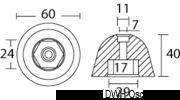 Anoda zamienna turbiny dziobowej/rufowej do Vetus - Spare anode for Vetus Bow 23A/50/80 - Kod. 43.070.12 32