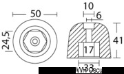Anoda zamienna turbiny dziobowej/rufowej do Vetus - Spare anode for Vetus Bow 23A/50/80 - Kod. 43.070.12 34