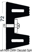 Profil odbojowy do pomostów, nabrzeży lub pachołków cumowniczych - PVC profile 72x30mm 2m grey - Kod. 44.021.00 6