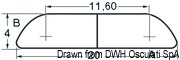 Profil półokrągły z nierdzewnej stali AISI 316 polerowany na wysoki połysk - Semi-round SS profile 20mm - Kod. 44.479.20 12