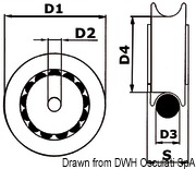 Rolka nylonowa z łożyskowaniem Delrinowym - D1 mm 38 - Kod. 55.243.02 5