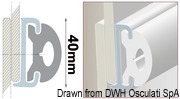 Profil odbojowy ze sztywnego tworzywa duralene z wkładem z giętkiego PVC - White joint cover 38 x 38 mm - Kod. 44.042.26 40