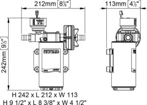 Marco UP12/E-BR 12/24V bronze gear pump with electronic pressure sensor 9.5 gpm - 36 l/min 20